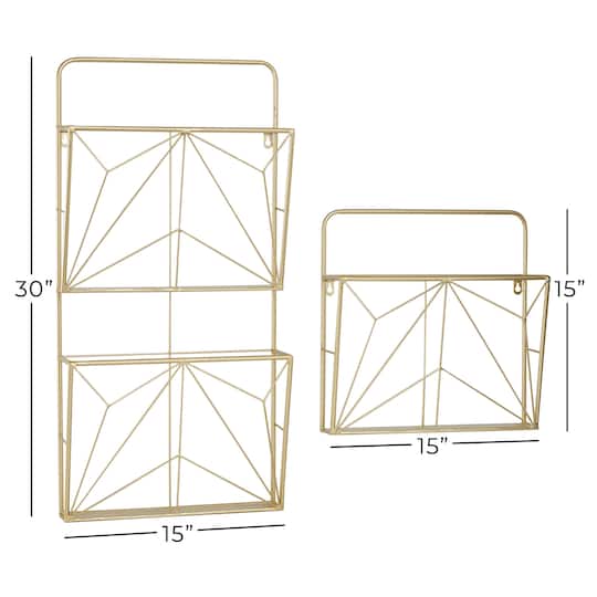 Gold Metal Rustic Wall Shelf Set